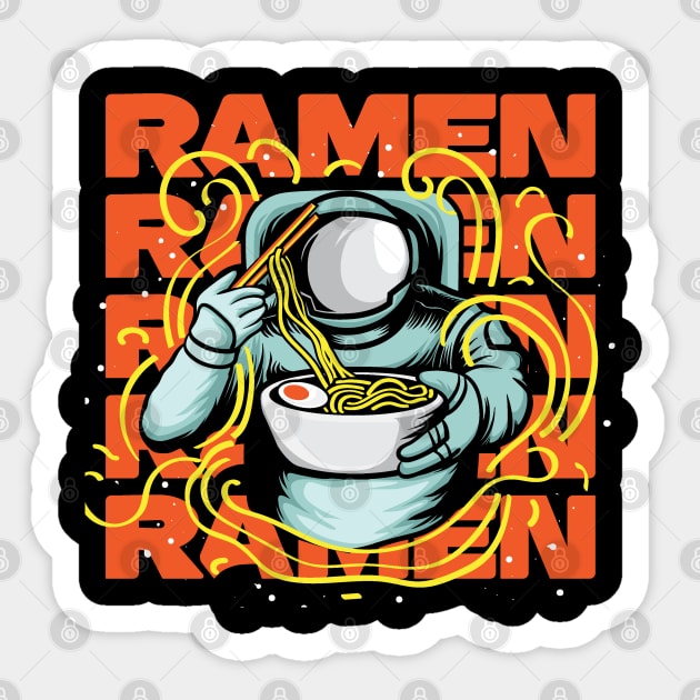 Astronaut Ramen Noodle Lover Sticker by The WYLD Tribe